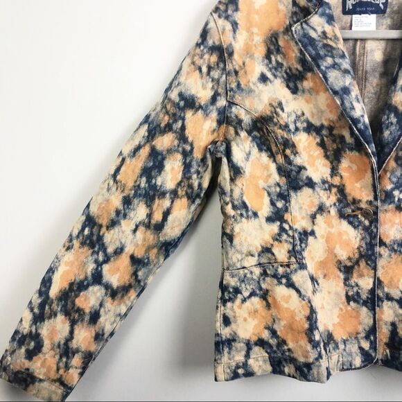 ROMABLUE Vintage Look Bleach Tie Dye Denim Jacket Blue Orange Women’s Size Large - Picture 3 of 13